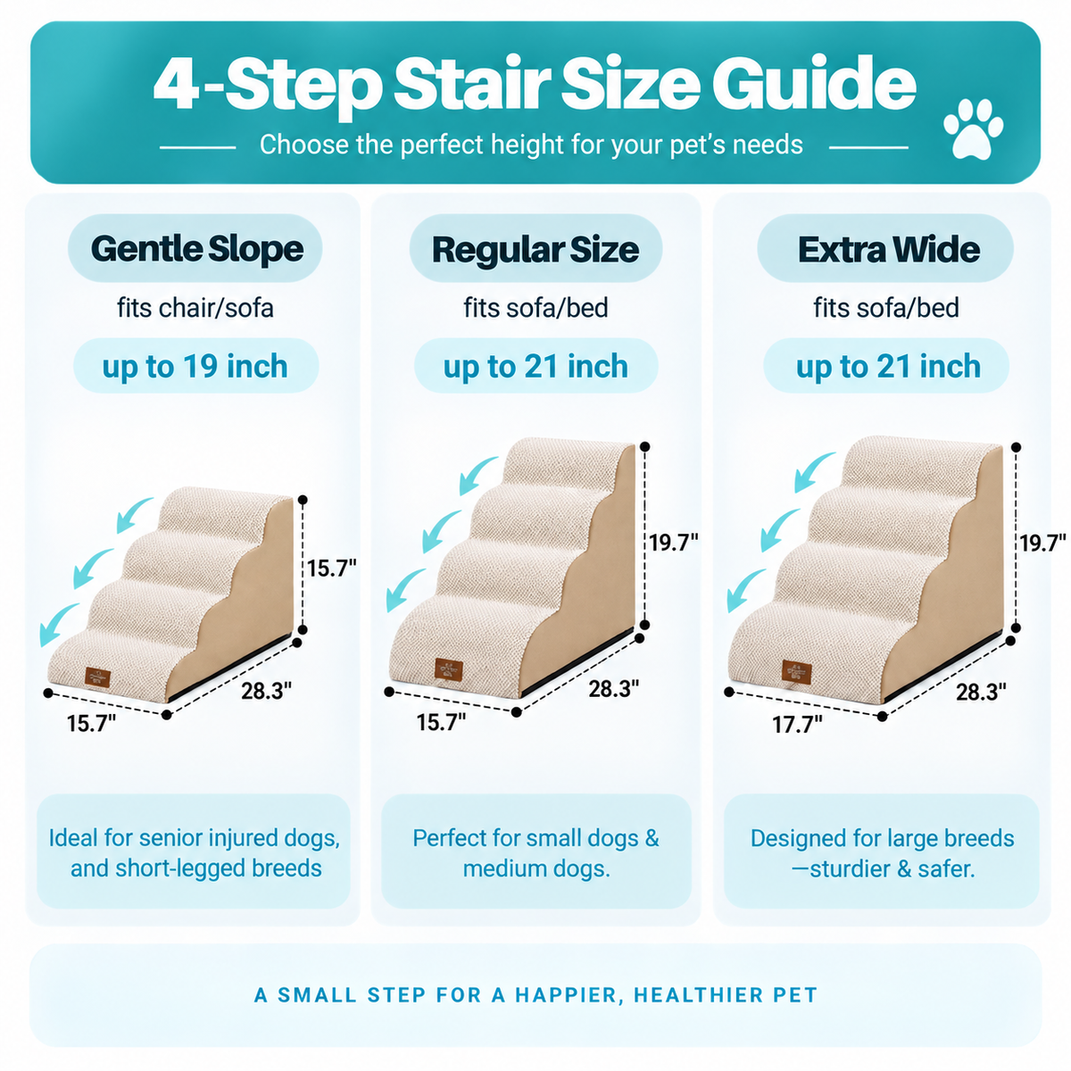 4-Step Curved Pet Stairs