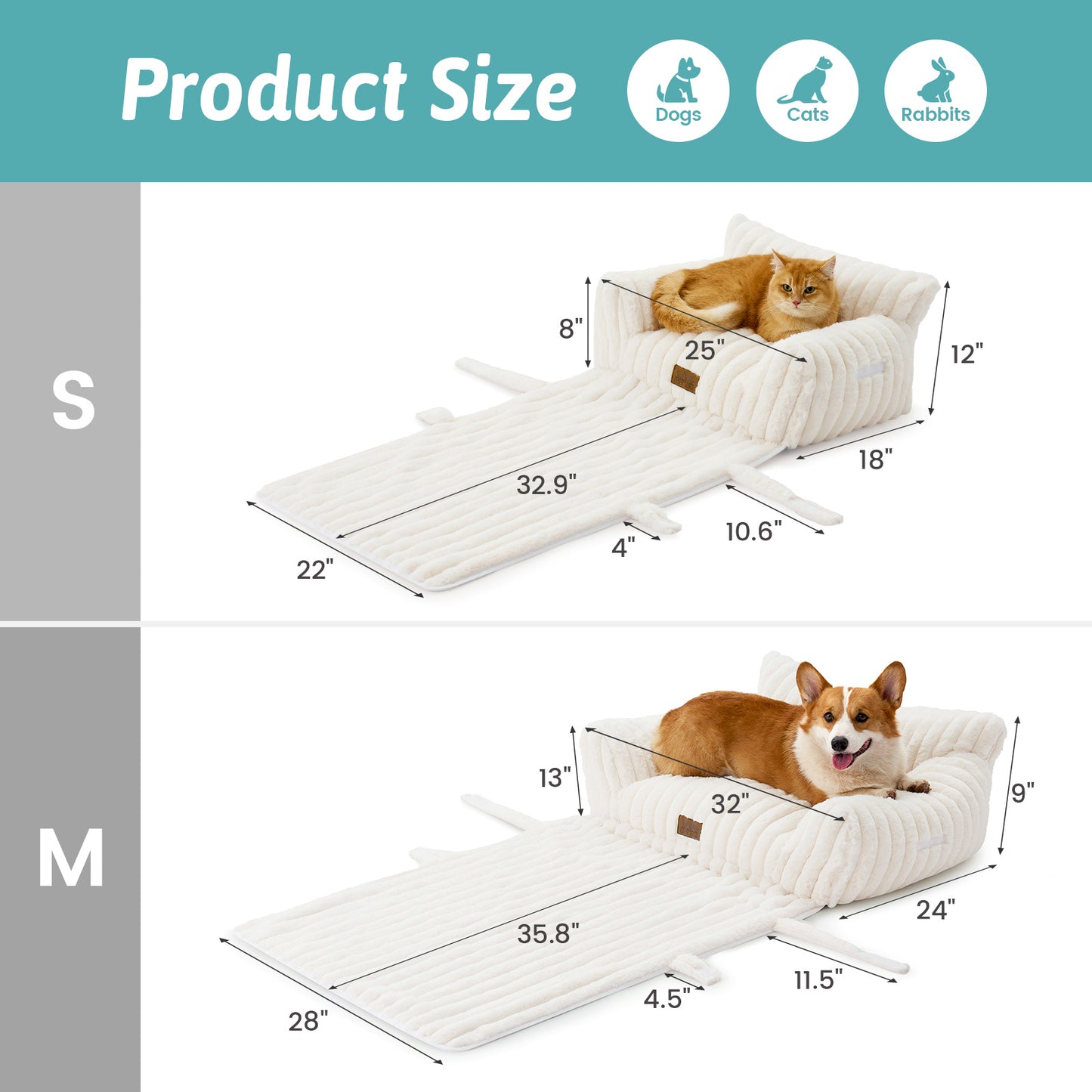 Multi-Functional Striped Faux Pet Sofa Bed With Blanket