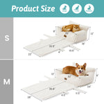 Cozy Kiss Multi-Functional Striped Faux Pet Sofa Bed size guide for cats, dogs, and rabbits 