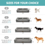 Size guide for Cozy Kiss Striped Faux U-Shaped Washable Dog Bed, showing M to XXL dimensions. 