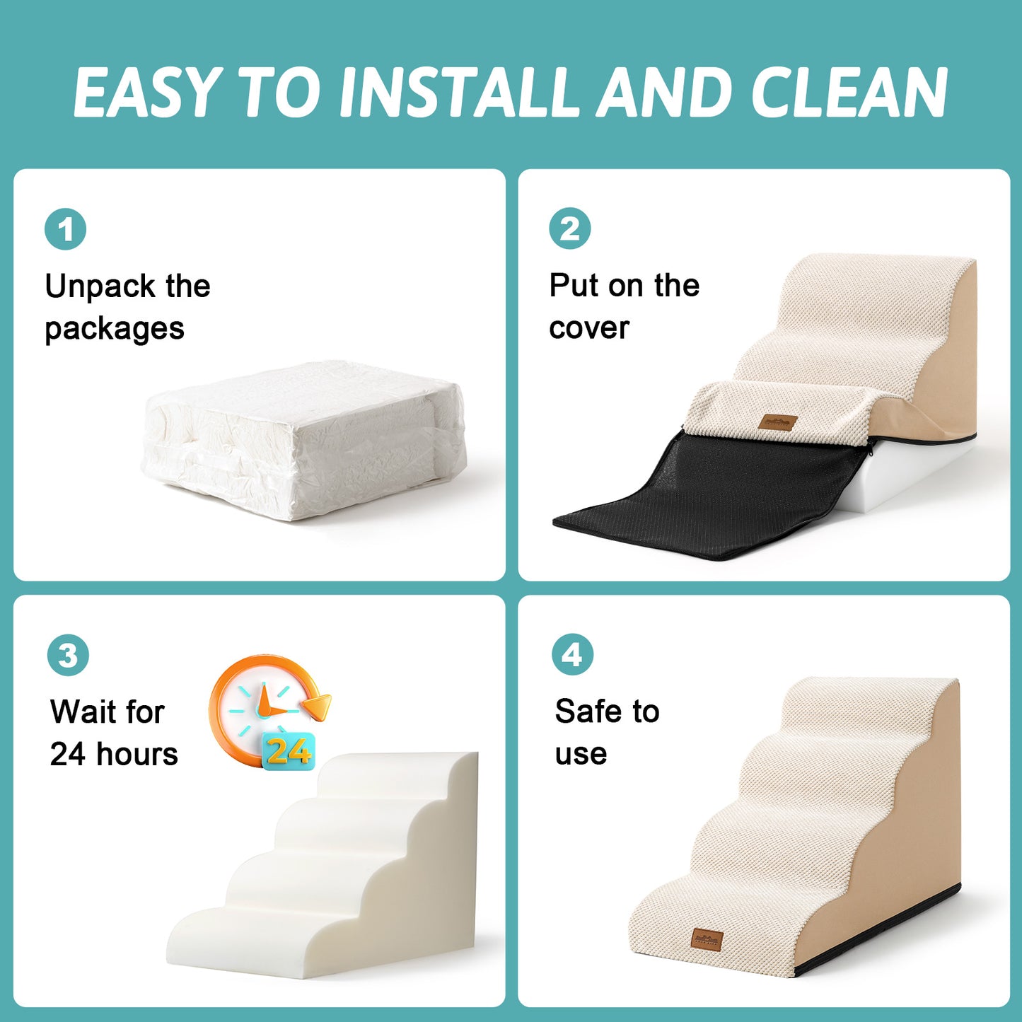 2-Step Joint-Fridendly Curved Pet Stairs