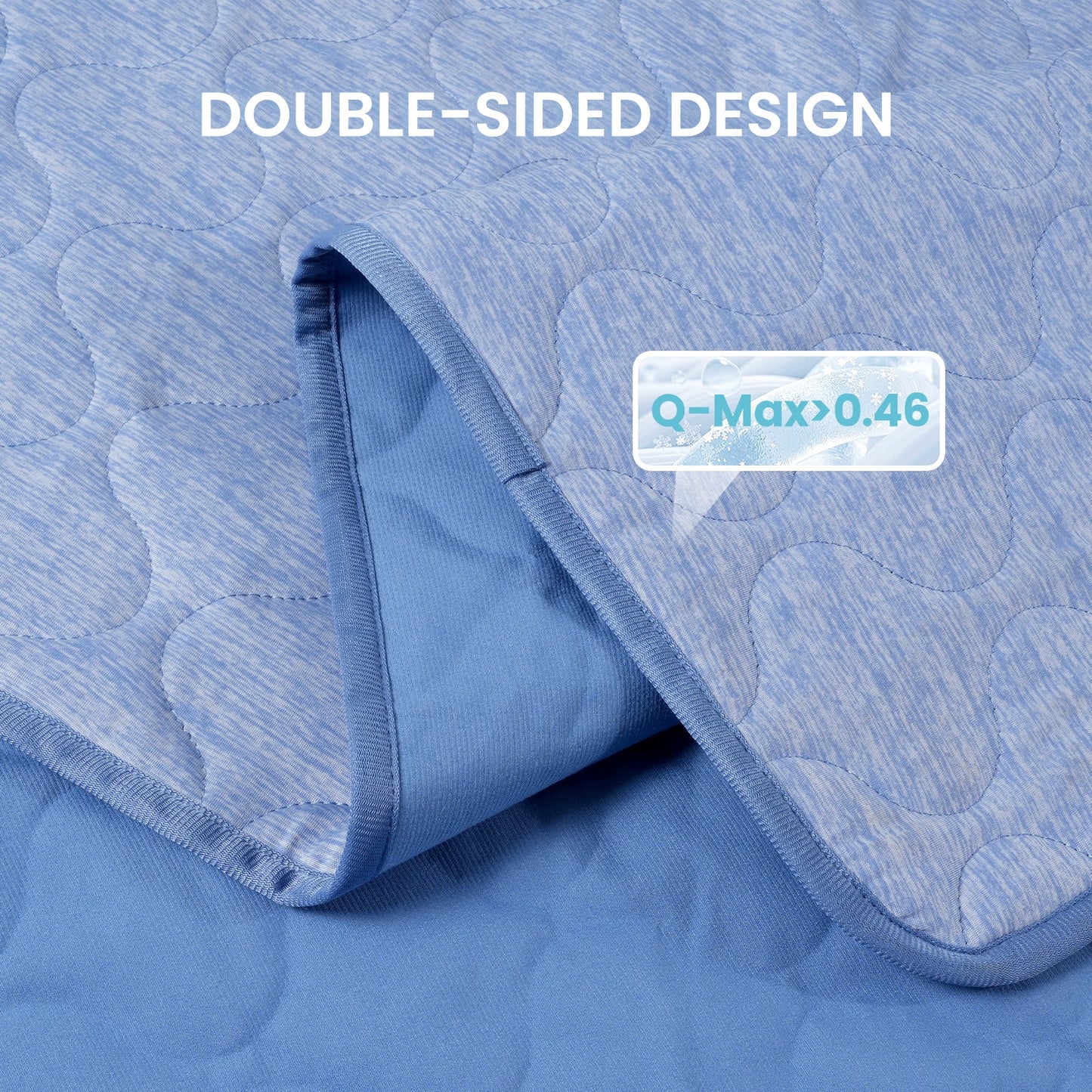 Close up of cooling pet blanket with Q-Max>0.46.#color_Blue