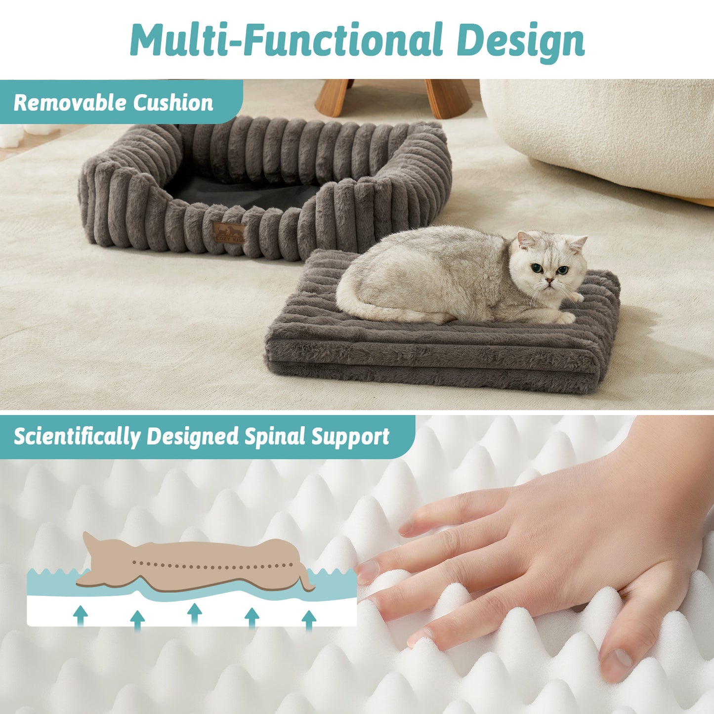 Striped Faux C-Shaped Washable Dog Bed