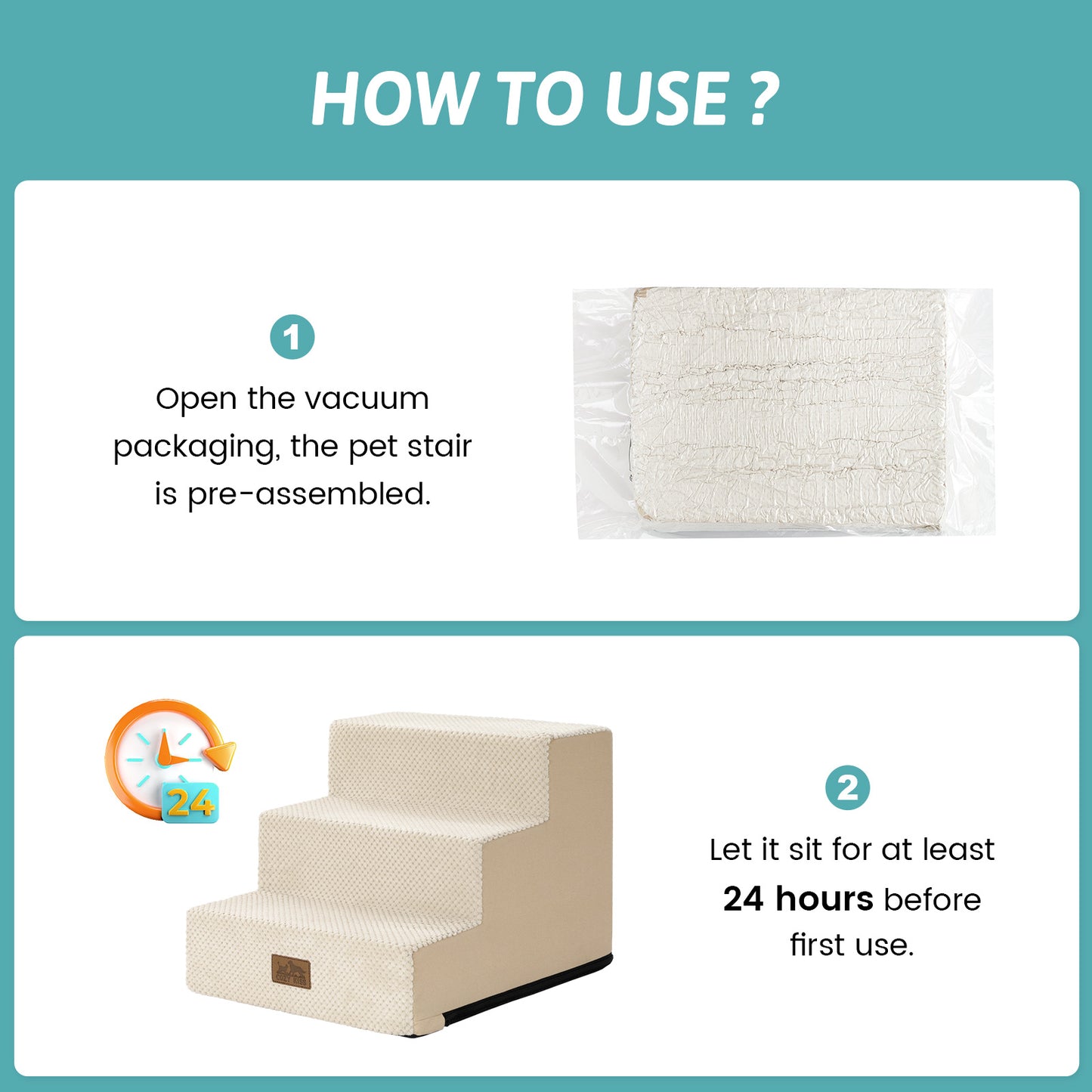 3-Step Non-Slip Right-Angle Pet Stairs