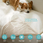 Details of leakproof faux fur pet blanket with durable stitching for better fixation, suitable for sofa, bed, cage, car and ground. 