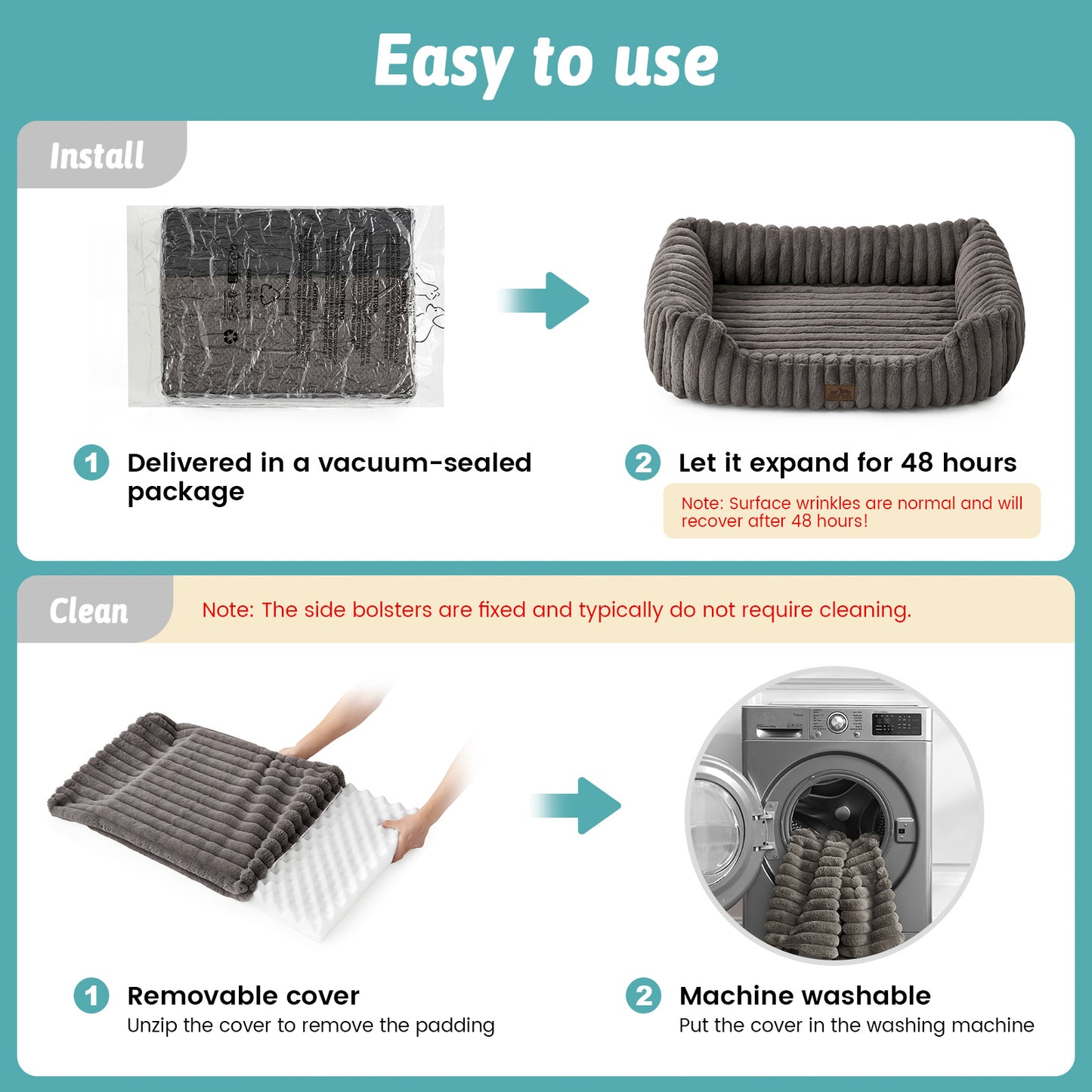 Striped Faux C-Shaped Washable Dog Bed