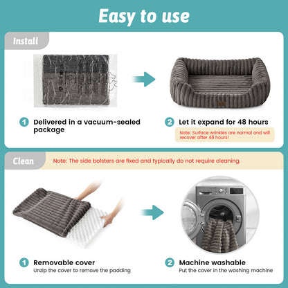 Striped Faux C-Shaped Washable Dog Bed