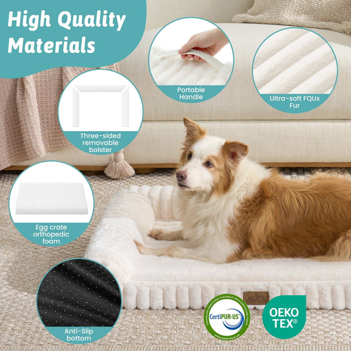 Striped Faux U-Shaped Washable Dog Bed