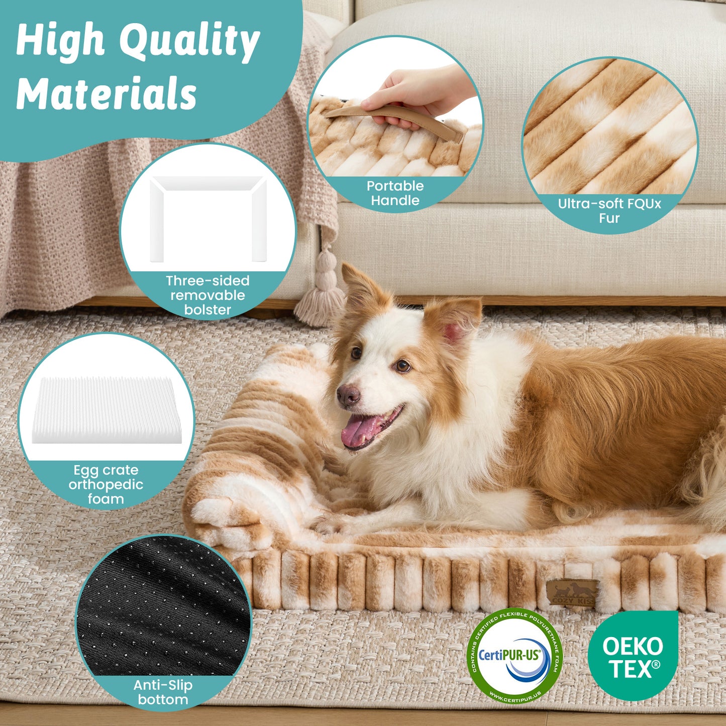 Striped Faux U-Shaped Washable Dog Bed