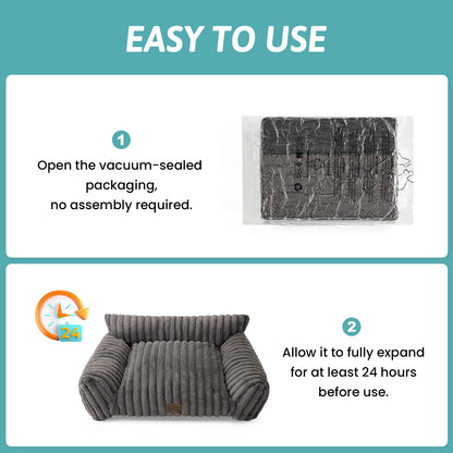 Ultra Soft Plush Striped Faux Pet Sofa Bed