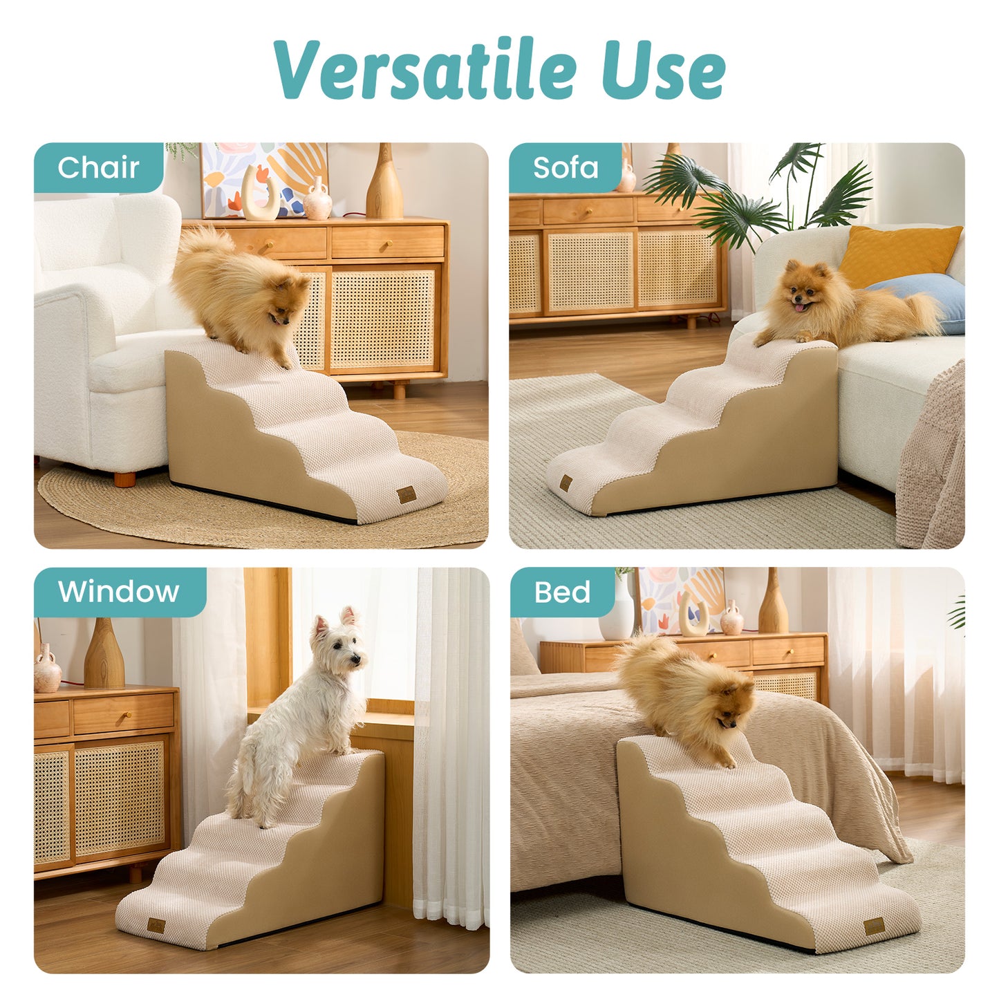 5-Step Gentle Slope Curved Pet Stairs