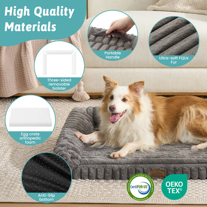 Striped Faux U-Shaped Washable Dog Bed