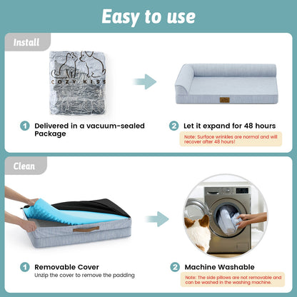 Instructions for using a product, including installation and cleaning steps.#color_Sky Blue