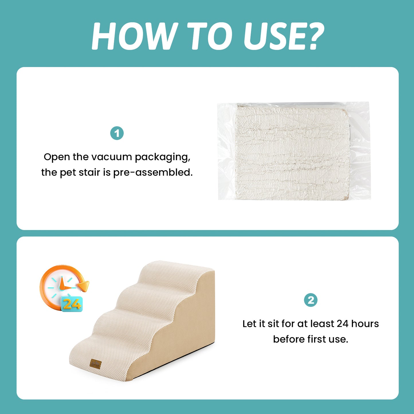 4-Step Gentle Slope Curved Pet Stairs