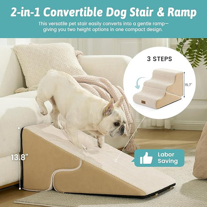 3-Step 2-in-1 Pet Stairs with Ramp Mode
