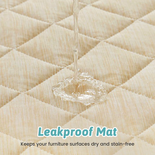 Cozy Kiss Diamond-Quilted Leakproof Cooling Couch Cover leakproof surface protection close-up #color_Beige