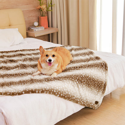Stylish Deer Print Faux Fur Pet Blanket