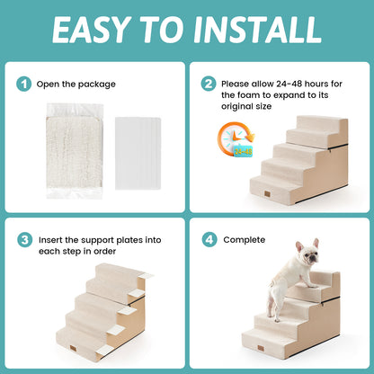 5-Step Extra Wide Foldable Right-Angle Pet Stairs