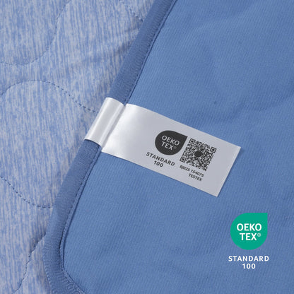 Close up of OEKO-TEX certified fabric, pet friendly and non-toxic textile for dog and cat safe home#color_Blue