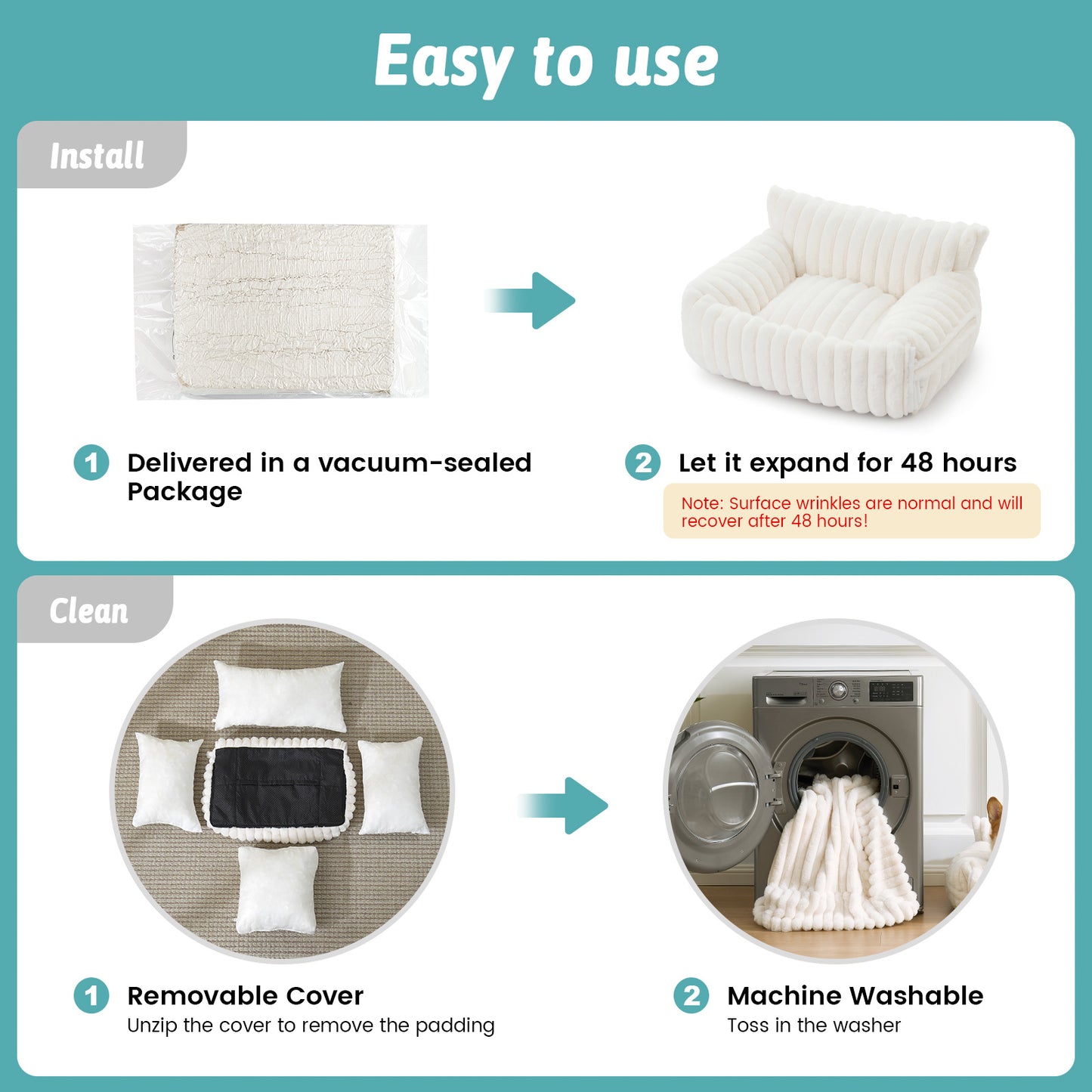 Multi-Functional Striped Faux Pet Sofa Bed With Blanket