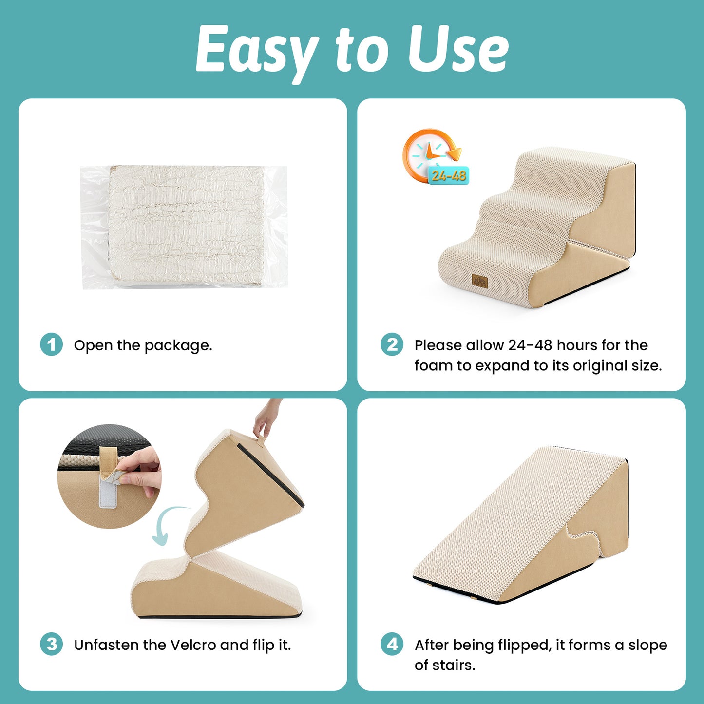 3-Step 2-in-1 Pet Stairs with Ramp Mode