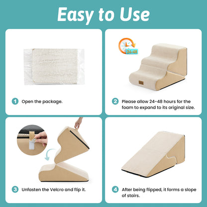 3-Step 2-in-1 Pet Stairs with Ramp Mode