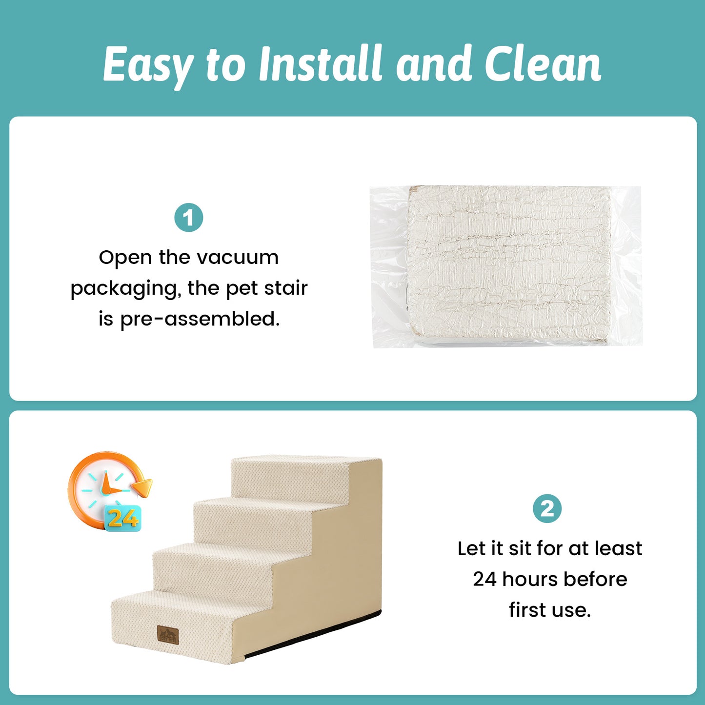 4-Step Gentle Slope Right-Angle Pet Stairs