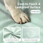 Dog paw on Cozy Kiss cool-to-touch and leakproof surface with fabric and lining details.