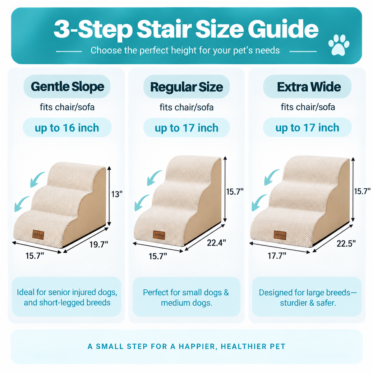 3-Step Curved Pet Stairs